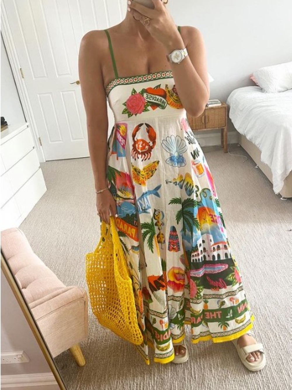 NWT: Maison d’Amelie Paradiso Tropical Print Maxi Dress with Summer Accents S